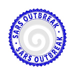 Grunge SARS OUTBREAK Textured Round Rosette Stamp