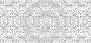 Grunge seamless gray grey white hexagonal hexagon masaic tile mirror texture with damask leaves flower print pattern