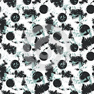 Grunge seamless pattern with bombs. Vector