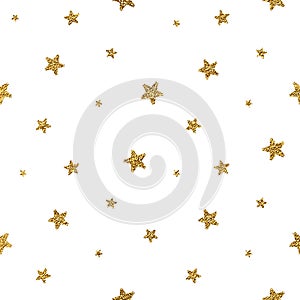 Grunge seamless pattern of gold glitter stars