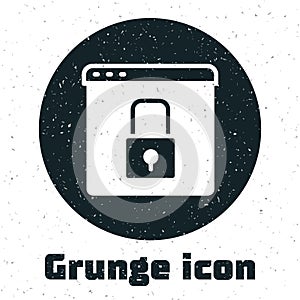 Grunge Secure your site with HTTPS, SSL icon isolated on white background. Internet communication protocol. Monochrome