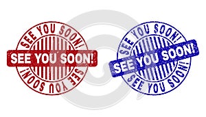 Grunge SEE YOU SOON! Scratched Round Stamps