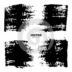 Grunge Set Brush Shape Vector Strokes in Black color on white background. Hand painted grange elements. Ink drawing