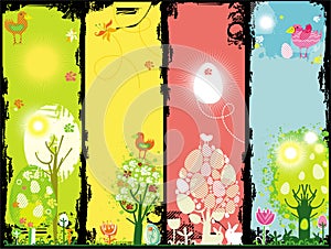 Grunge set of Easter banners