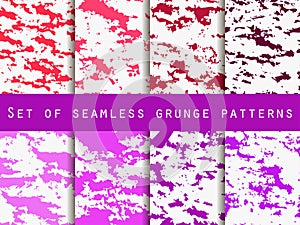 Grunge set of seamless pattern with clots and strokes. Marbled paper watercolor. For wallpaper, bed linen, tiles and fabrics