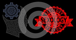 Grunge Sexology Seal and Polygonal Network Human Intellect Gear