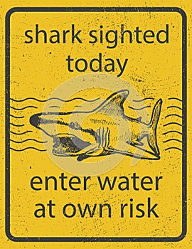 Grunge shark attack warning sign vector eps8