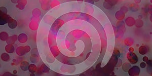 Grunge shiny pink and grey background with abstract bokeh glowing circles