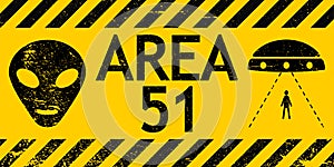 Grunge sign zone area 51 Nevada UFO vector sign warning of alien abduction UFO