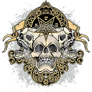 Grunge skull coat of arms