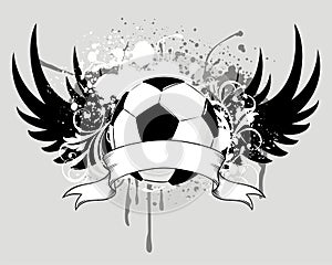 Grunge soccer ball emblem