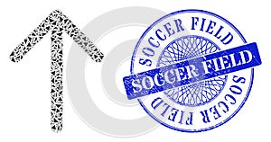 Grunge Soccer Field Stamp Seal and Triangle Arrow Up Mosaic