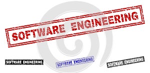 Grunge SOFTWARE ENGINEERING Scratched Rectangle Stamp Seals