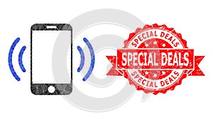 Grunge Special Deals Stamp and Cellphone Vibration Polygonal Mocaic Icon