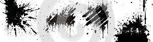 Grunge spots and texture. Set of white and black paintbrush. Abstract design elements. Vector ink effect