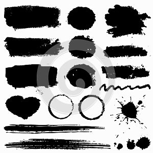 Grunge stains and paint strokes. Vector collection