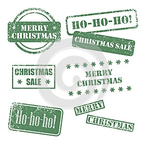 Grunge stamp with text Merry Christmas written inside the stamp. Christmas vector stamps on white background