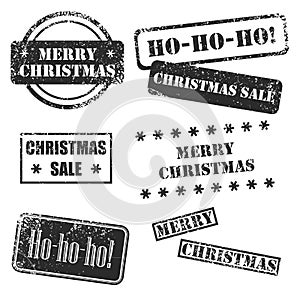 Grunge stamp with text Merry Christmas written inside the stamp. Christmas vector stamps on white background