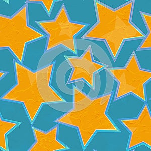 Grunge star geometric seamless pattern