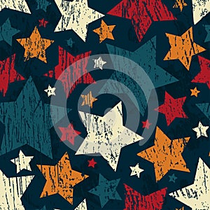 Grunge star seamless pattern