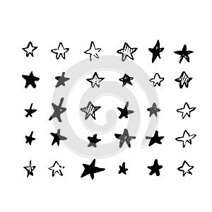 Grunge star vector design. Isolated stamp shape, brush tecture for your design