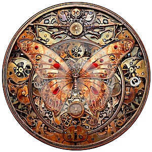 Grunge Steampunk Butterfly – AI Generated 3D Illustration