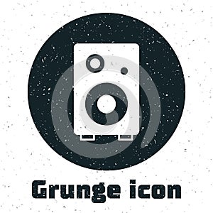 Grunge Stereo speaker icon isolated on white background. Sound system speakers. Music icon. Musical column speaker bass