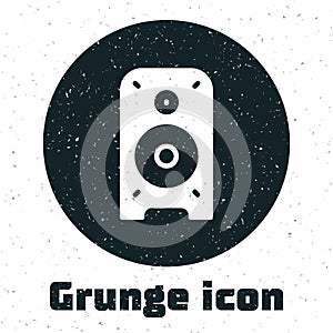 Grunge Stereo speaker icon isolated on white background. Sound system speakers. Music icon. Musical column speaker bass