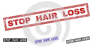 Grunge STOP HAIR LOSS Textured Rectangle Stamp Seals