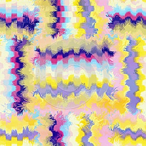 Grunge striped and checkered, zigzag stained seamless colorful pattern