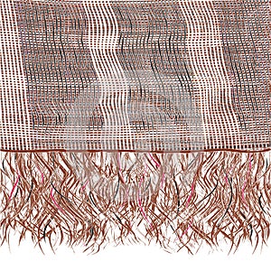 Grunge striped knitted scarf with fringe in brown,white,black colors