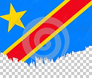 Grunge-style flag of DR Congo on a transparent background
