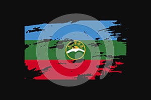 Grunge Style Flag of the KarachayCherkessia. Vector illustration