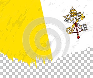 Grunge-style flag of Vatican City on a transparent background