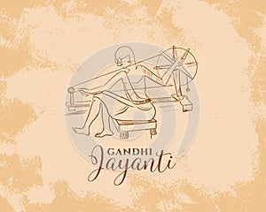 grunge style gandhi jayanti template with national father design vector illustration