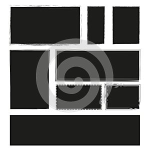 Grunge style set of square and rectangle shapes. Vector illustration. EPS 10.