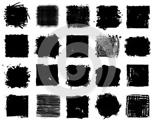Grunge style set of square shapes . Vector photo