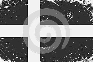 Grunge styled black and white flag Sweden. Old vintage background
