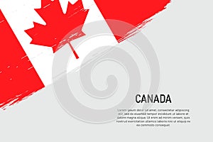 Grunge styled brush stroke background with flag of Canada