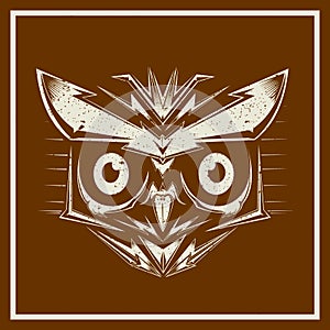 Grunge stylevector owl bird heads photo