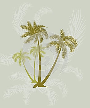 Grunge summer vector background with palms