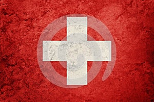 Grunge Switzerland flag. Swiss flag with grunge texture.