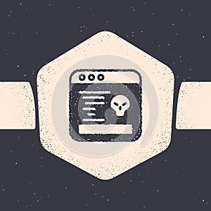 Grunge System bug concept icon isolated on grey background. Code bug concept. Bug in the system. Bug searching