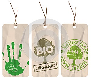 Grunge tags for organic / bio / eco