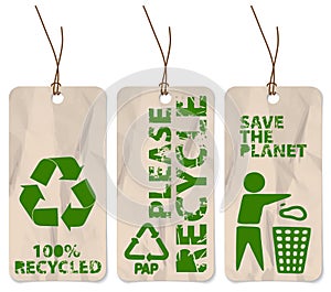 Grunge tags for recycling