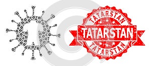 Grunge Tatarstan Seal Stamp and Recursion Human Virus Icon Composition