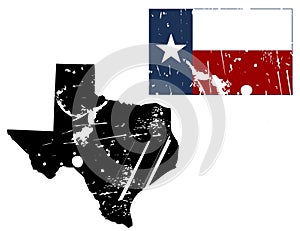 Grunge texas map with flag