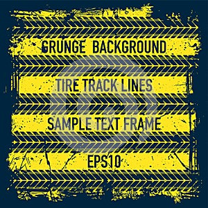 Grunge text tire track background