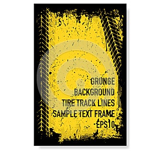 Grunge text tire tracks frame set