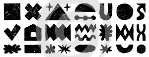 Grunge textural elements set, various abstract shapes collection, geometric shapes, elements for posters, social